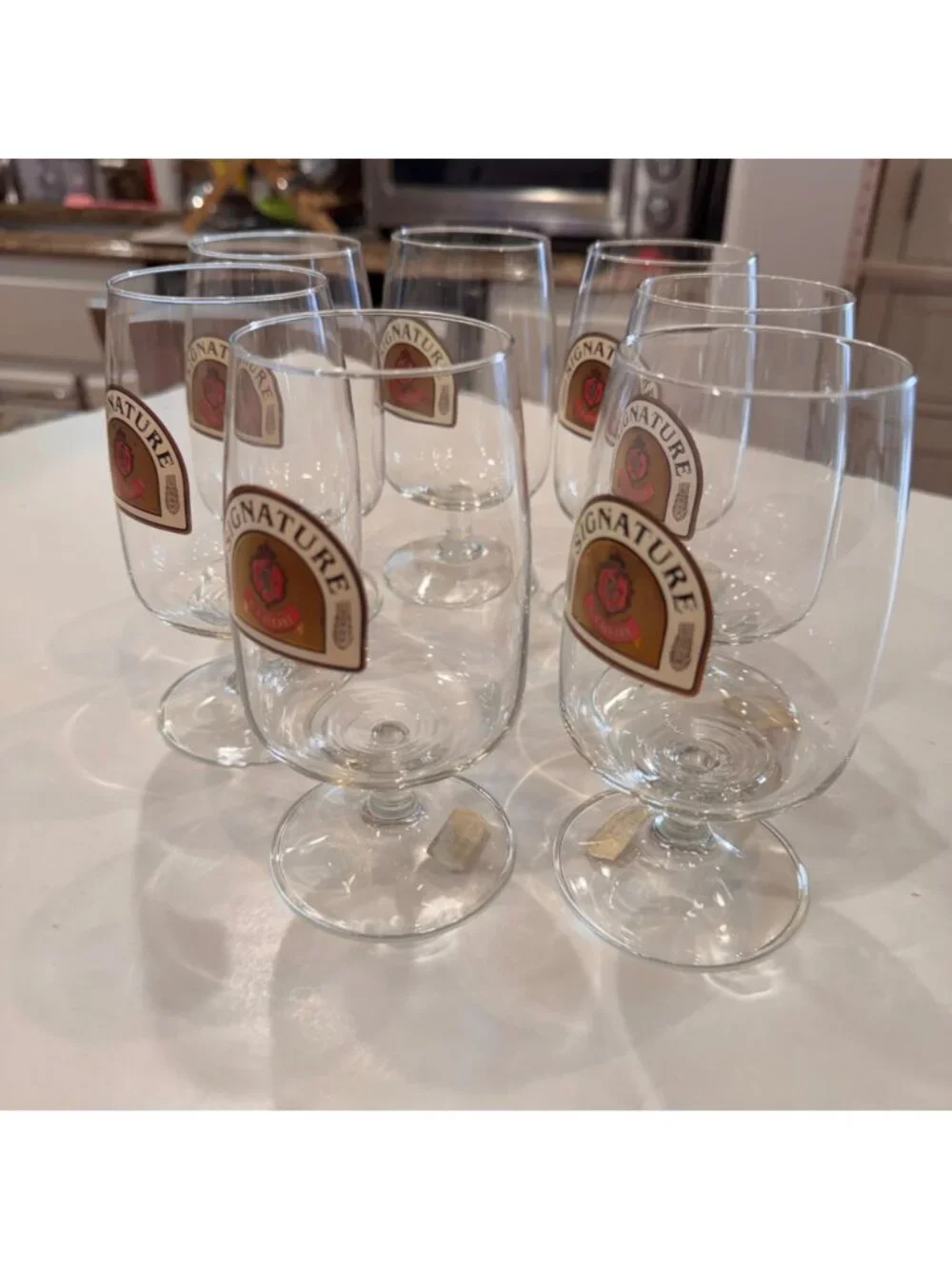 Stroh Signature Pedestal Beer Glass Rastal Germany Lot of 7 Breweriana Vtg NOS